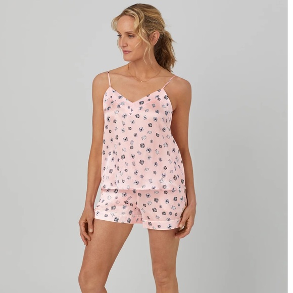 BedHead Cami Washable Silk Satin Short PJ Set - Shine Bright sz. XL - Picture 3 of 4